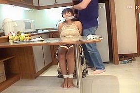 Mature brunette with tied up and...