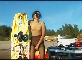 Beautiful Fresh Faced Girl Plays Beach Nude...