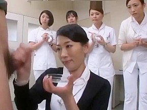 Japanese nurse tech for semen extraction...