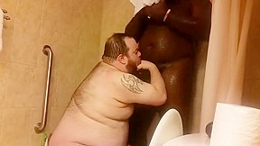 Black big chubby fucks white chub...