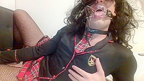 Sissy schoolgirl blowjob and anal with...