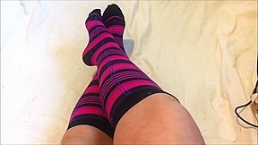Sexy teen sock tease in pink...