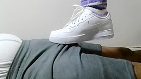 Shoejob Teasing In White Nike Air Force 1s Low Cut...
