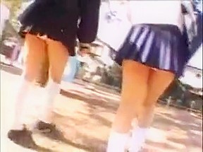 Two attractive asian schoolgirls flaunting their...