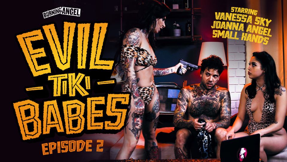 Brunette MILFs Vanessa Sky & Joanna Angel In Fetish Threesome With Goth Latina & Tattooed Small Hands In Evil Tiki Babes: Episode 2 - BurningAngel