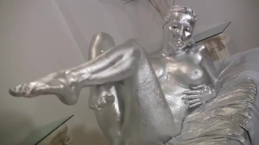 Silver bodypaint nude