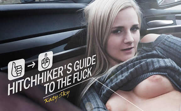 Czech Blonde Teens In Hitchhiker's Car Masturbating In Virtual Reality POV Stockings - HoliVR