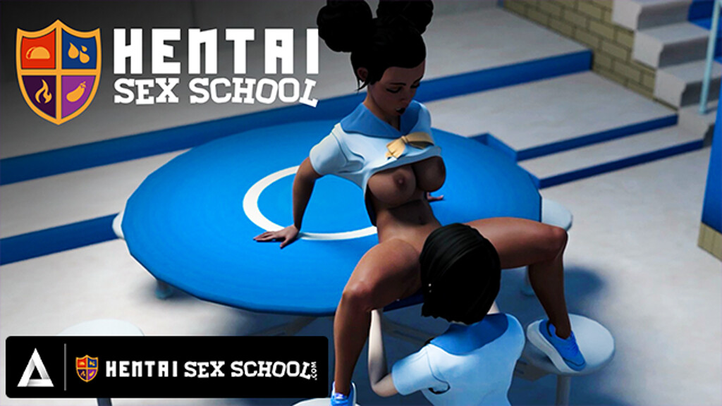 Interracial Cartoon Lesbian Sex: Hentai Students Practice at Hentai Sex University