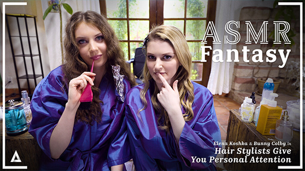 ASMR Fantasy - Lesbian Hair Stylists Elena Koshka and Bunny Colby Fuck In Front Of You - POV