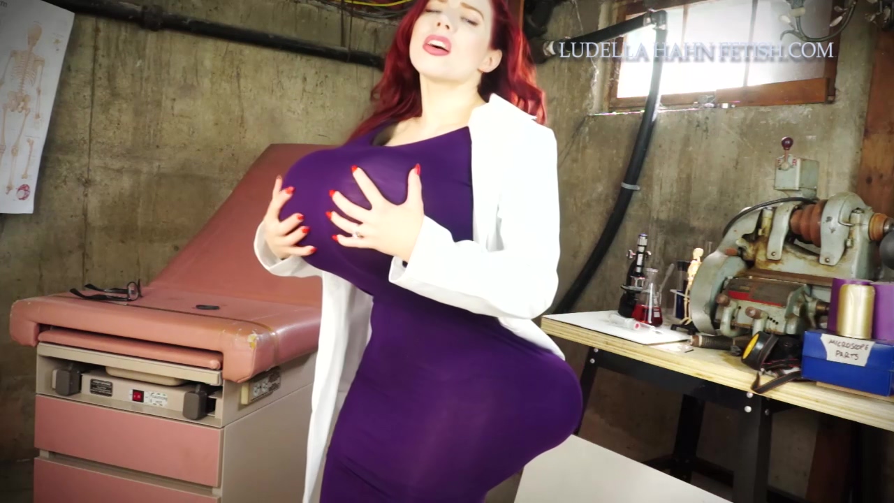 HD Red Head Ludella Hahn Tit-illating Toxin Solo Female Big Tits Nerdy Scientist Breast Ex