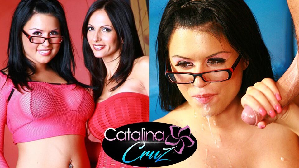 Eva Angelina shows off her amazing cock sucking skills in sexy glasses while Catalina Cruz watches her suck Marco Banderas!
