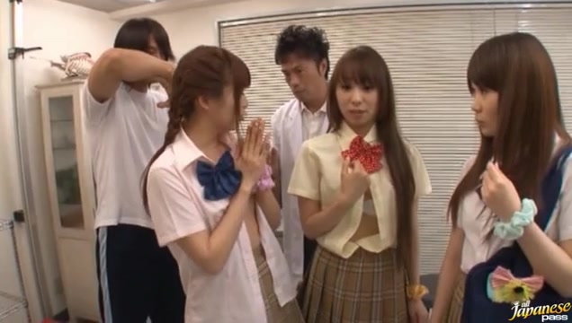Sweet Japanese Schoolgirls In Wild Cum Filled Orgy